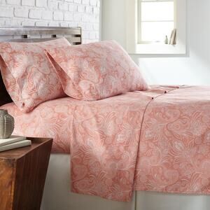 Southshore Fine Linens Coral Polyester Perfect Paisley Queen Sheet Set